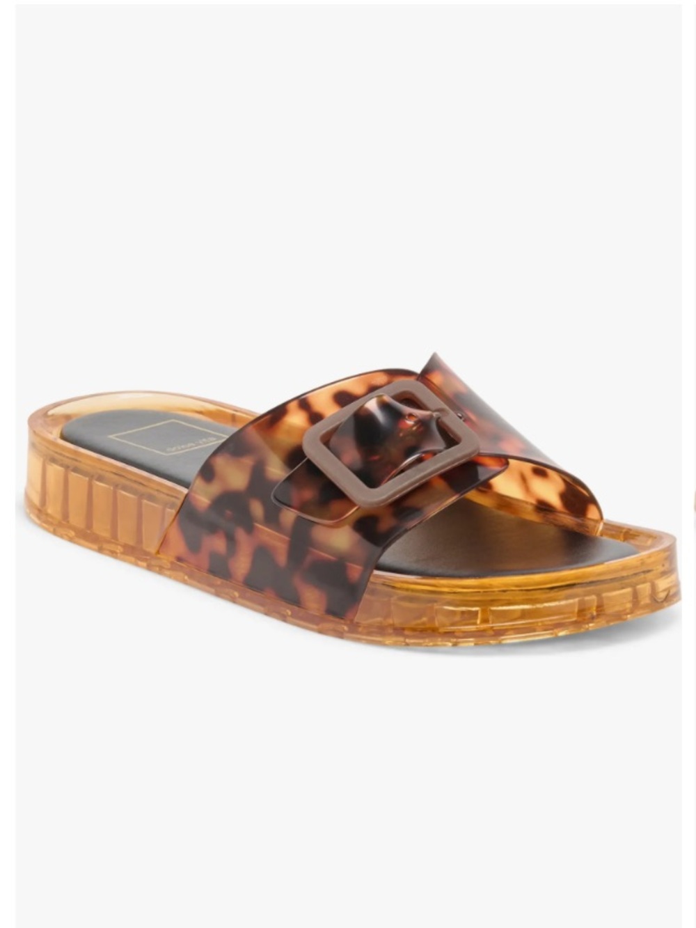 Dolce vita Jaylee Clear Tortoise one strap big buckle jelly slides size 10 NIB